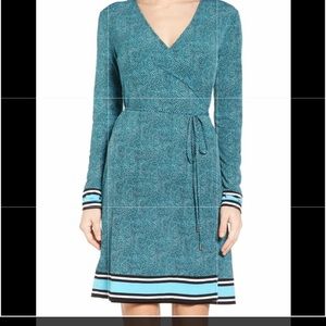 Michel Kors Stingray Border Print Wrap Dress